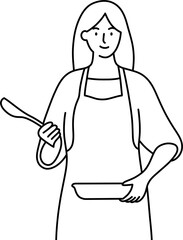 앞치마 여 흑백