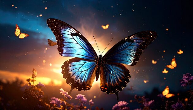 Una mariposa est&aacute; volando en el cielo