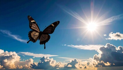 Una mariposa está volando en el cielo