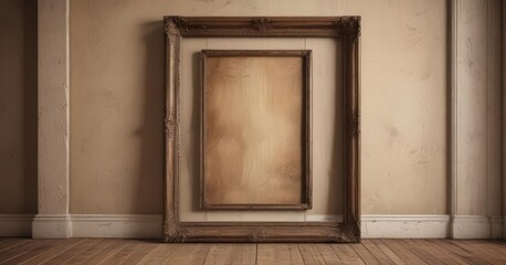 Fototapeta premium Weathered metal frame showcases a sepia-toned memory Vintage home ambiance , aged, past, shabby chic