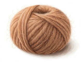 Soft brown woolen yarn isolated on transparent background