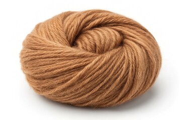 Soft brown woolen yarn isolated on transparent background