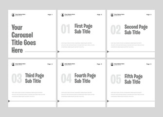 White social media banner frame or social media carousel template or infographic carousel post design. Editable carousel post frame design. Minimal corporate six page carousel template