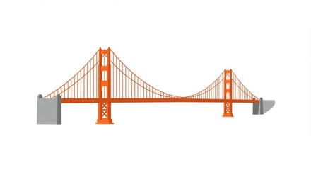 Minimalist vector graphic of a San Francisco bridge on a pristine white backdrop