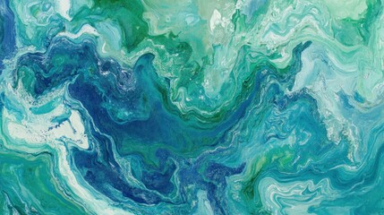 Naklejka premium Vibrant teal and turquoise abstract fluid art design.