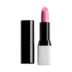 Elegant pink lipstick displayed with its black and white casing