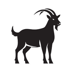 Bold-edged goat silhouette vector crafted for impactful creative visuals – goat silhouette – goat vector – goat illustration – silhouette of goat

