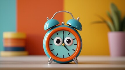 Cute alarm clock on a table