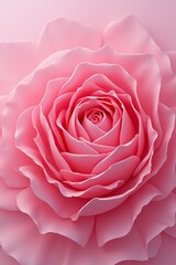"Close-up of a pink rose with delicate petals on a soft gradient background, photorealistic 3D render"