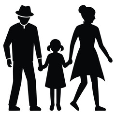 Silhouette of Happy Family Walking Together