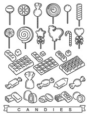 Candies set. Collection icons candies. Vector