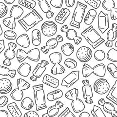 Candies background, pattern set. Collection icons candies. Vector