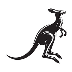 High-definition jumping kangaroo silhouette vector ideal for premium branding – kangaroo silhouette – kangaroo vector – kangaroo illustration – silhouette of kangaroo

