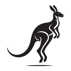 Streamlined jumping kangaroo silhouette vector crafted for sleek branding projects – kangaroo silhouette – kangaroo vector – kangaroo illustration – silhouette of kangaroo

