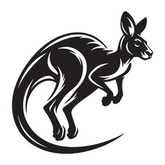 Precise jumping kangaroo silhouette vector designed for clean digital branding – kangaroo silhouette – kangaroo vector – kangaroo illustration – silhouette of kangaroo


