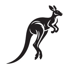Energetic jumping kangaroo silhouette vector designed for dynamic branding – kangaroo silhouette – kangaroo vector – kangaroo illustration – silhouette of kangaroo

