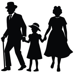 Vintage Family Silhouette Grandparents and Grandchild
