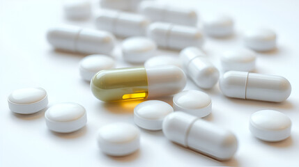 Pill isolated on white background, full depth of field