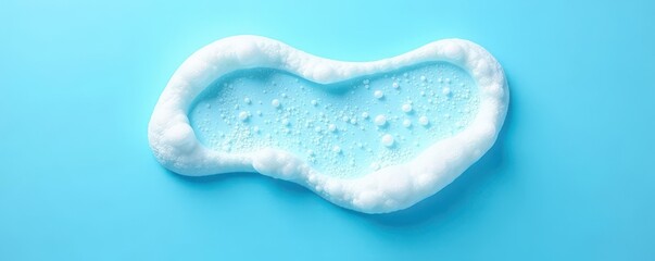 Obraz premium White foam texture on blue background, cleanser bubbles, cosmetic, backdrop, white