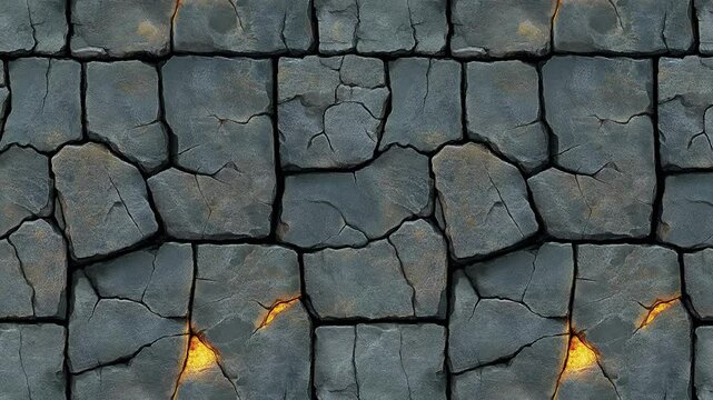 Cracked Stone Lava Tile Loop Animation Background