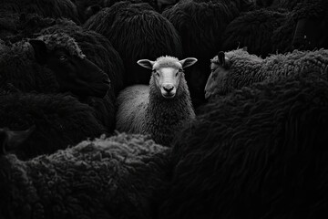 Sheep Standing Among Others Sheep