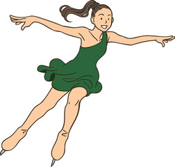 Women's Singles Figure Skater (skating, step)