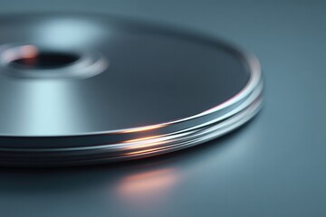 minimalistic close-up of cd disk with shimmering reflections and ample copy space