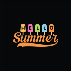 Obraz premium Hello summer typography graphics for black background,tshirt design for black shirts.new 2025 trendy