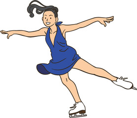 Women's Singles Figure Skater (landing after a jump)