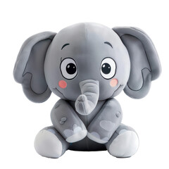 Naklejka premium A chubby adorable elephant plush toys rich expressions including happiness, staring, and smiles, in a 3D plush style. It has a slightly fluffy