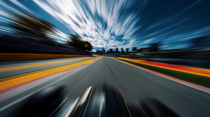 高速走行するレーシングカーの視点