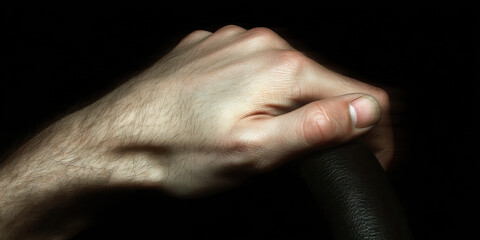 Fototapeta premium Close-up of Male Hand Grasping Cylindrical Object