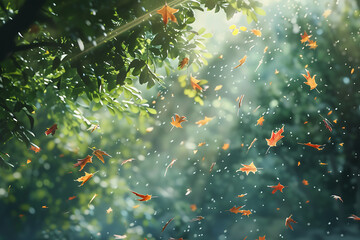 Golden Autumn Leaves Dancing in Sunlight