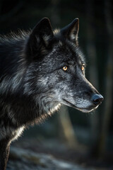 A wolf standing in its natural surroundings, alert and powerful. A majestic predator and symbol of strength, unity, and the wild spirit