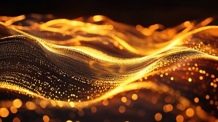 A shimmering gold light wave moving dynamically across the frame, creating a futuristic feel