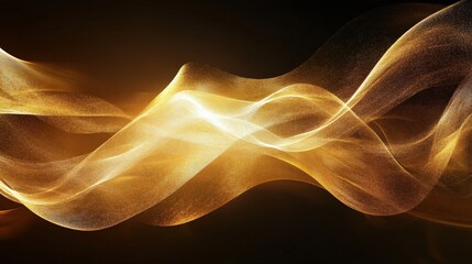 Fototapeta premium A shimmering gold light wave moving dynamically across the frame, creating a futuristic feel