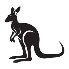 High-contrast kangaroo silhouette vector perfect for premium design needs – kangaroo silhouette – kangaroo vector – kangaroo illustration – silhouette of kangaroo

