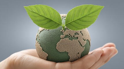 Green economy, corporate sustainability, environmental consciousness Earth in hand, successful enterprise, growth, renewable energy - farming green consciousness