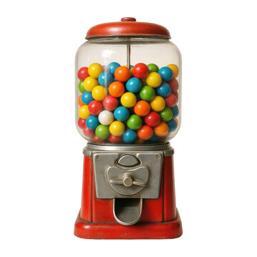 Sweet nostalgia flows from this classic red gumball machine with a glass globe full of vibrant, colorful gumballs, sugary spheres.