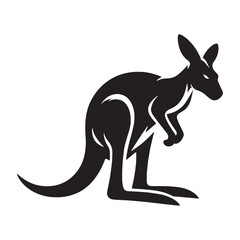 Bold-edged kangaroo silhouette vector perfect for striking graphic designs – kangaroo silhouette – kangaroo vector – kangaroo illustration – silhouette of kangaroo

