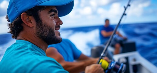 Angler's delight: A day of deep sea fishing under sunny skies on the open ocean