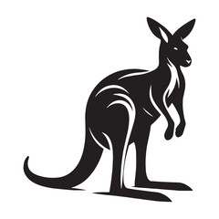 Minimalist kangaroo silhouette vector ideal for sleek branding projects – kangaroo silhouette – kangaroo vector – kangaroo illustration – silhouette of kangaroo

