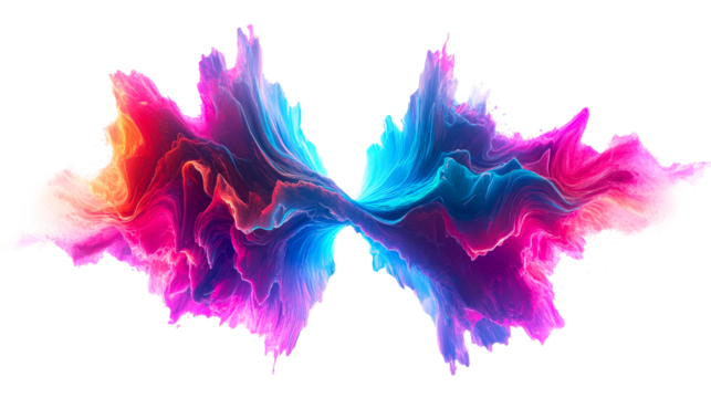 Colorful abstract design with paint strokes and flowing form. cut out transparent