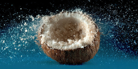 Exploding Coconut in Liquid with Water Spray