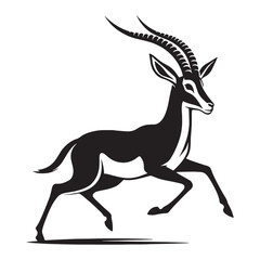 Streamlined gazelle silhouette vector ideal for sleek, minimalist visuals – gazelle silhouette – gazelle vector – gazelle illustration – silhouette of gazelle

