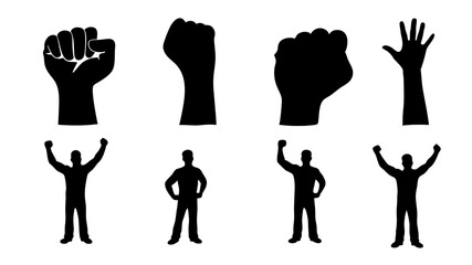 set of hand fist  silhouette vector on white background