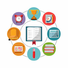  icon set of education and work tools