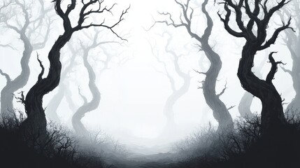 misty forest with halloween