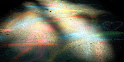 Asphalt with Pastel Chalk Markings and Shadows
