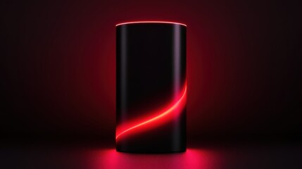 Sleek modern speaker, minimalist design with glowing red accents, perfect for setting an ambient mood in contemporary spaces.